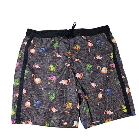 Joe Boxer Mens Swim Trunk Flamingo Board Shorts Sz XL w/ Mesh Pool Beach Resort - Picture 1 of 8